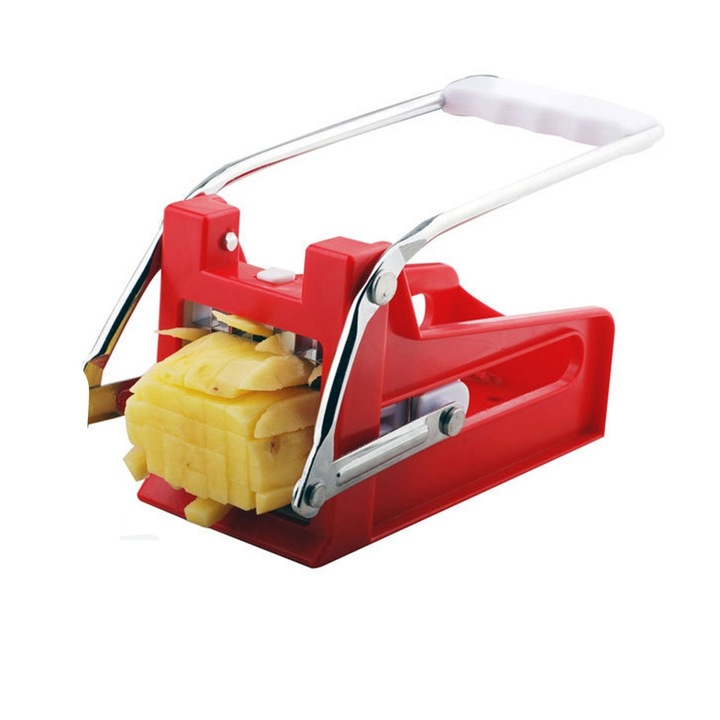 Feliator de cartofi si legume, 2 slame din inox, rosu