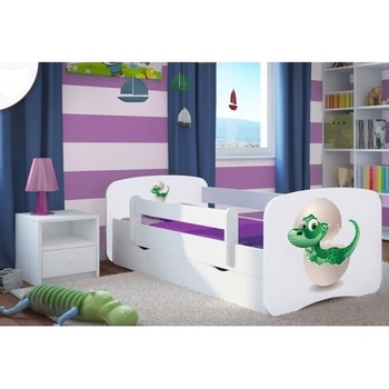 Pat copii 180 x 80 cm, Wunderkid Dino, Alb Pat copii 180 x 80 cm, Wunderkid Dino, Alb