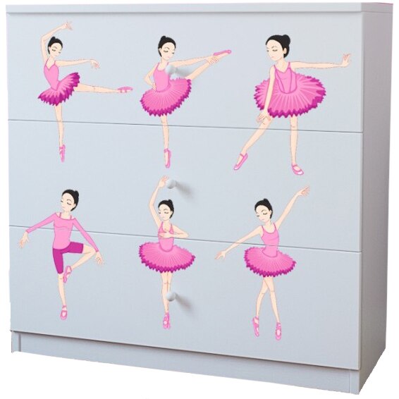 Comoda cu 3 sertare Wunderkid Balerina, Alb