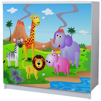Comoda cu 3 sertare Wunderkid Zoo, Alb Comoda cu 3 sertare Wunderkid Zoo, Alb