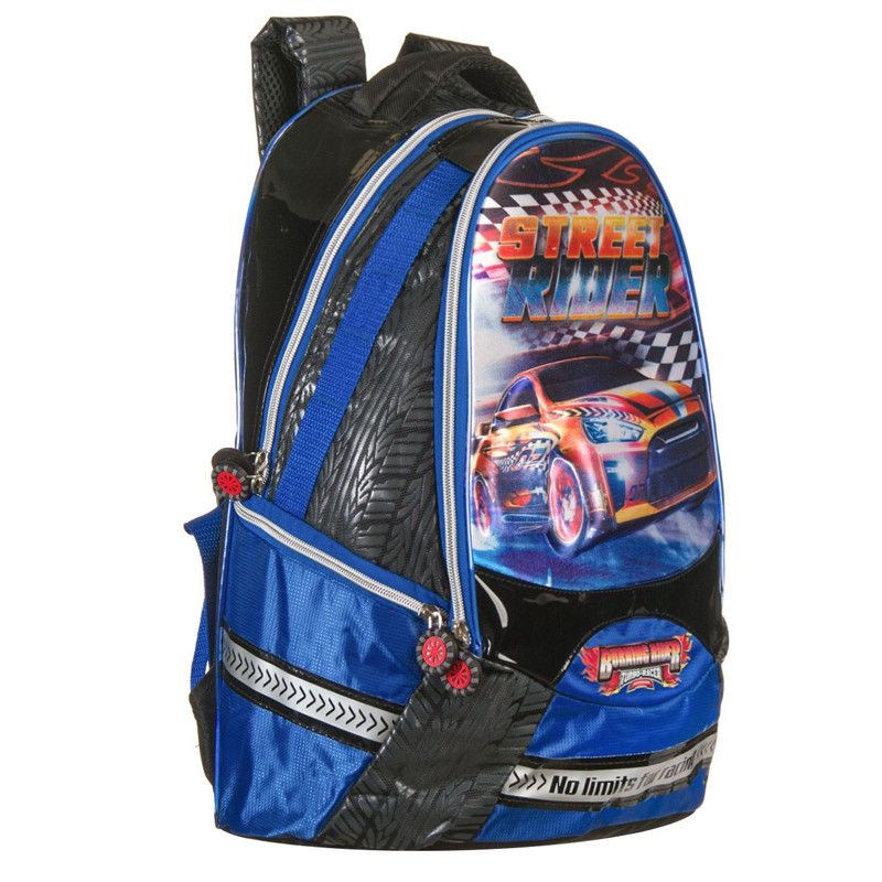 Ghiozdan cu masini Street Rider pentru baietii de scoala , ATS , spate anatomic si curele ergonomice,