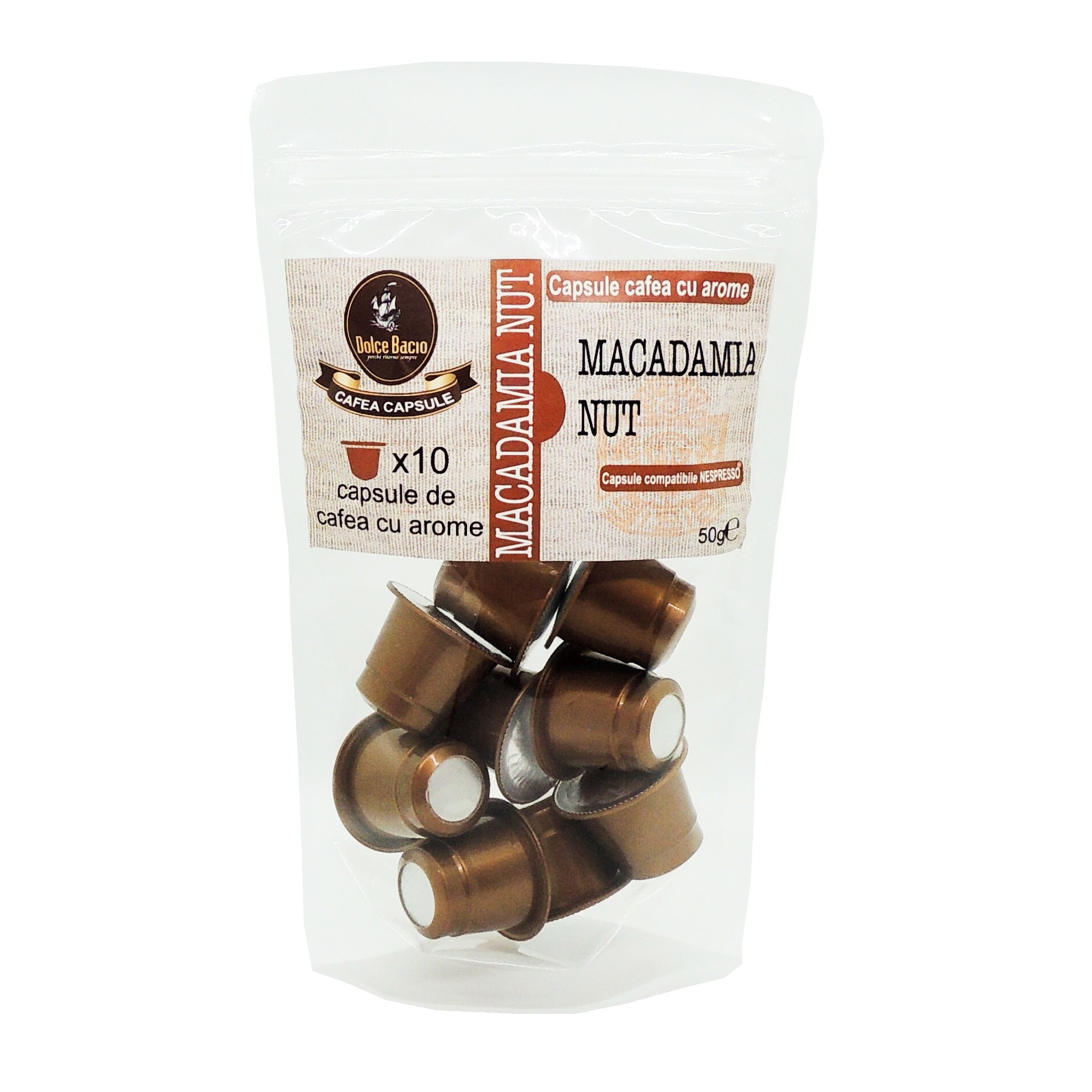 Capsule cafea Dolce Bacio, Macadamia Nut, 10 capsule(5g), compatibile Nespresso