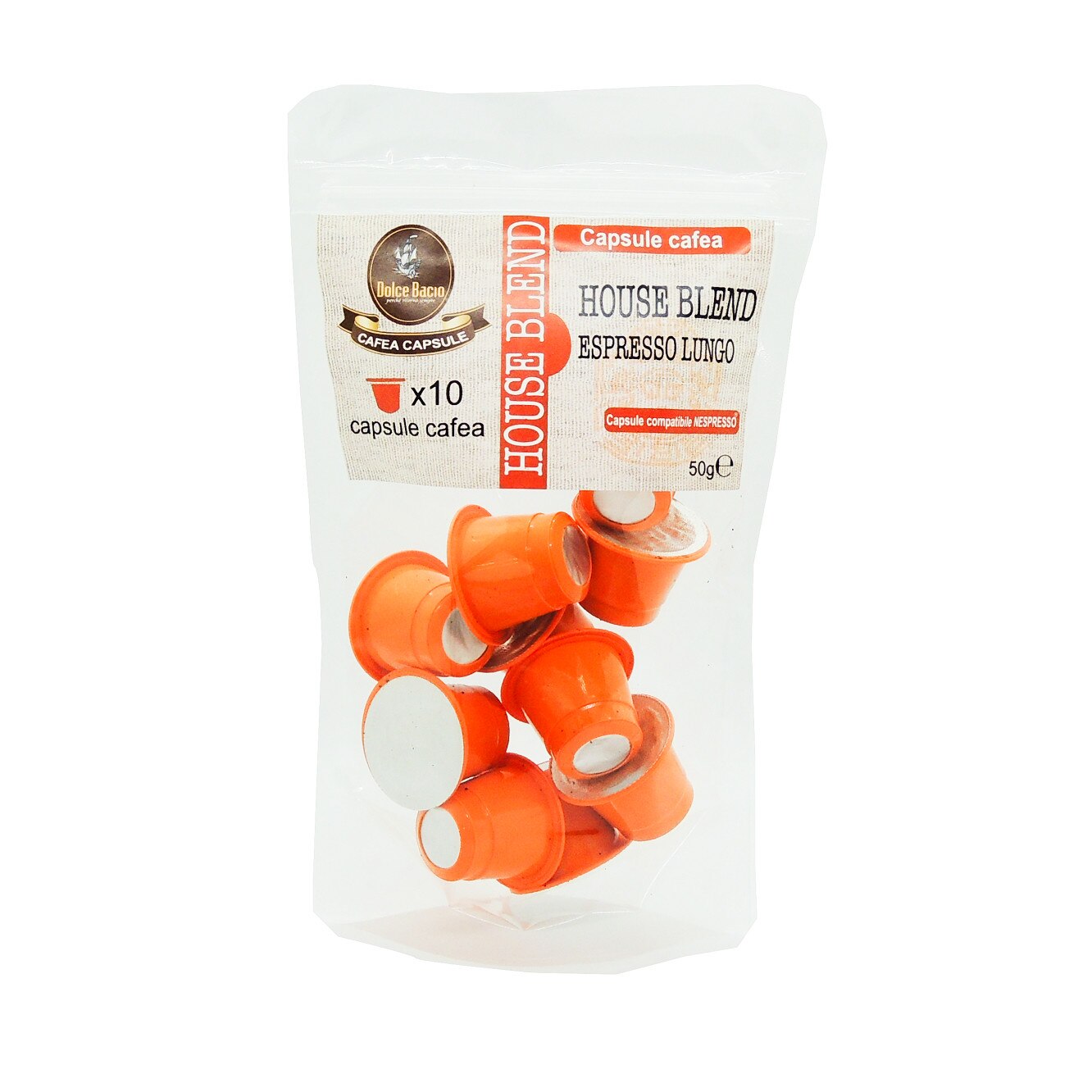 Capsule cafea Dolce Bacio, House Blend, 10 capsule(5g), compatibile Nespresso