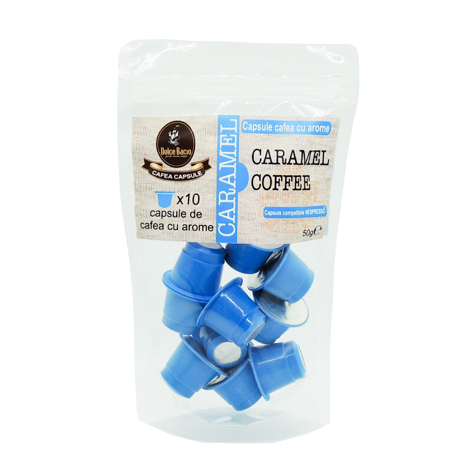Capsule cafea Dolce Bacio, Caramel, 10 capsule(5g), compatibile Nespresso