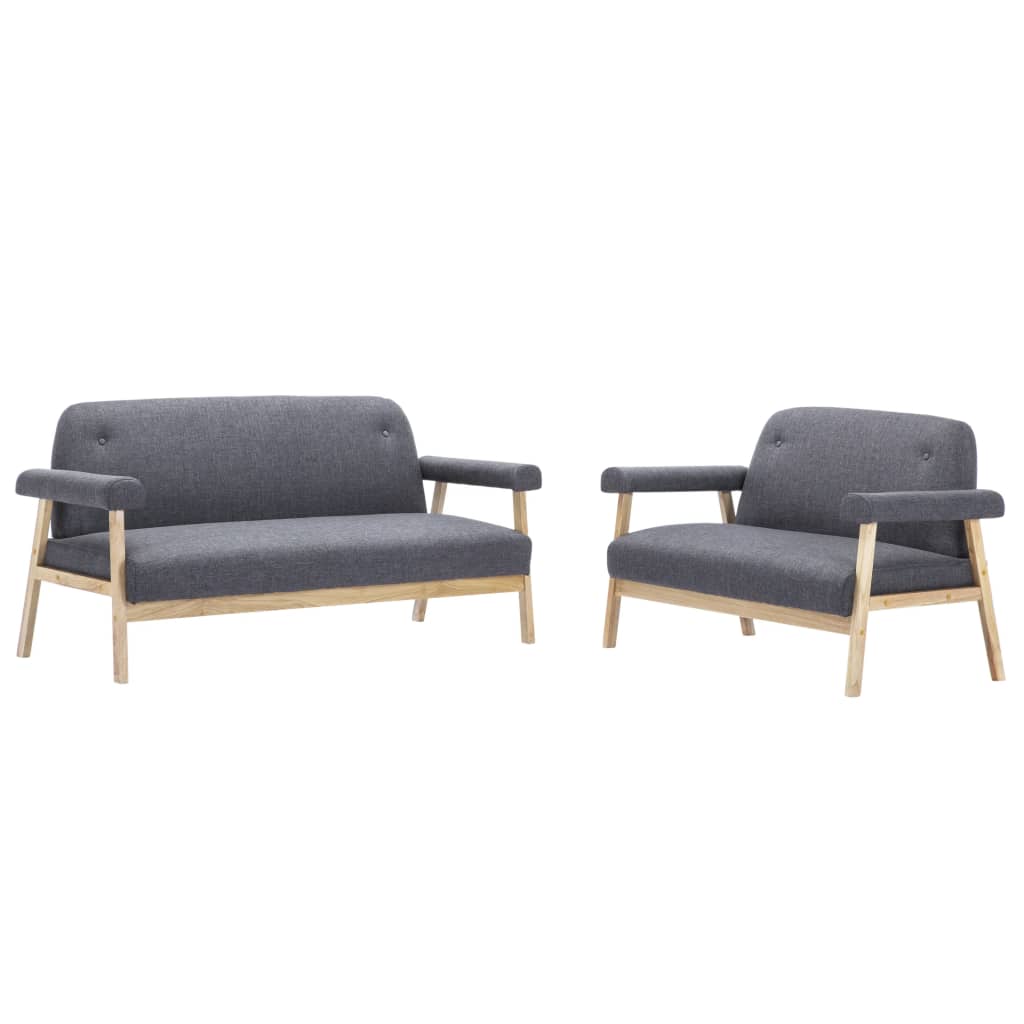 Set de canapele din 2 piese vidaXL, Tesatura, Gri inchis