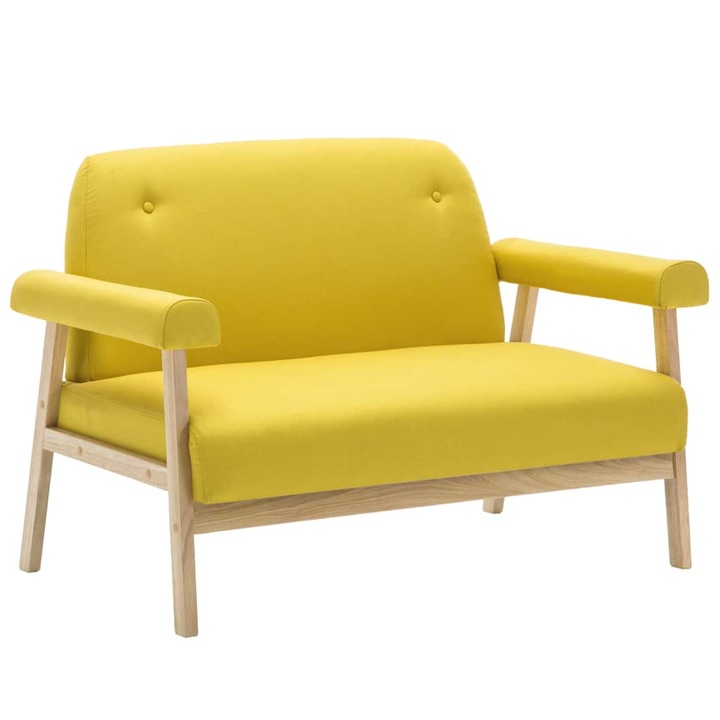 Двуместен диван vidaXL, текстил, 115х69х75 см, жълт