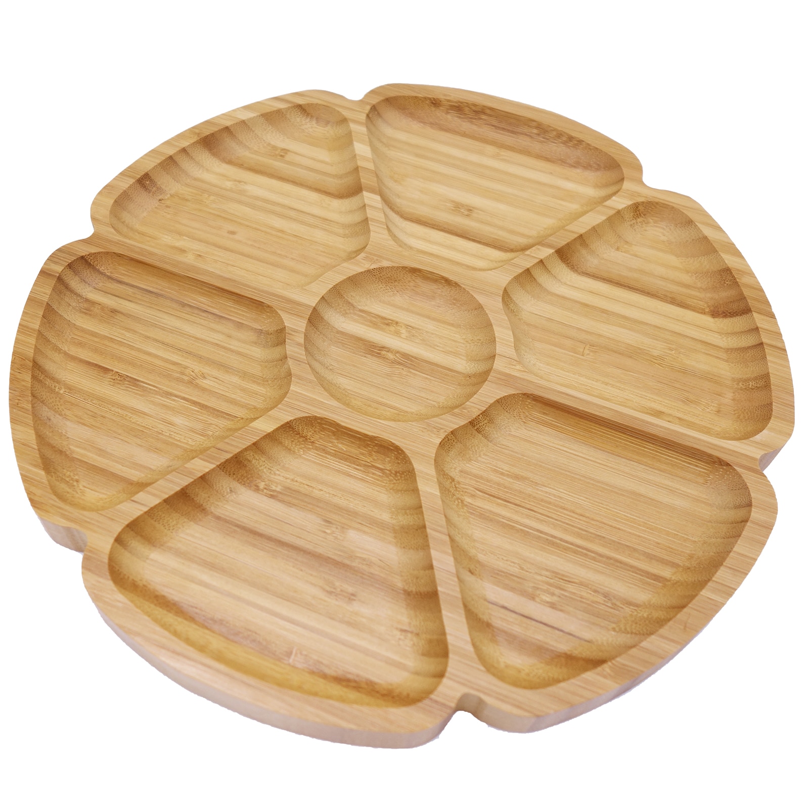 Tava pentru servire, in forma de floare, din bambus, maro, 30 cm