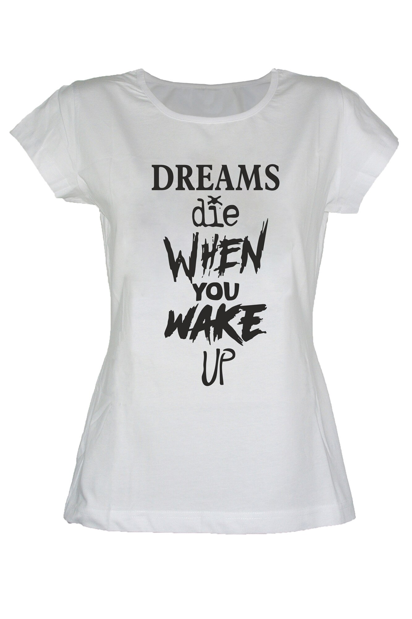 Tricou Dreams Die When You Wake Up - TripleT clothing, Alb