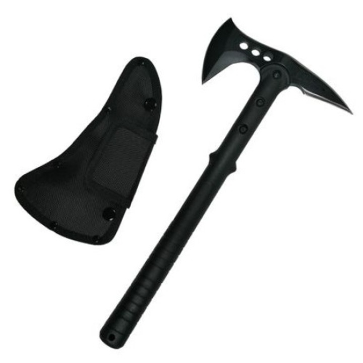 Topor BRT-447 pentru drumetii, negru, lama otel, husa material textil