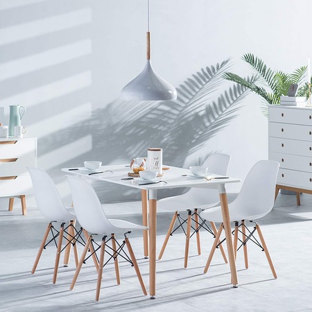 Set 4 scaune dining / bucatarie dining Kring Ray, PP/lemn, Alb