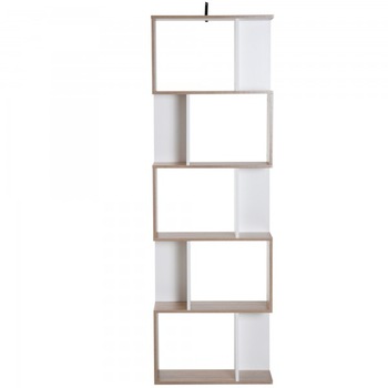 Biblioteca de perete moderna Homcom 5 rafturi din lemn alb/stejar, 60x24x184.5 cm Biblioteca de perete moderna Homcom 5 rafturi din lemn alb/stejar, 60x24x184.5 cm
