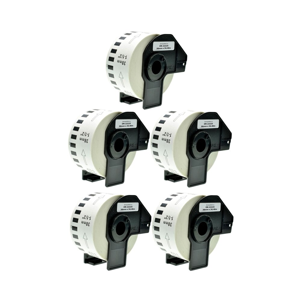 Set 5 Banda/Rola DK 22225 etichete Alb 38mmX30.48m Compatibile Pentru BROTHER P-Touch QL 1000 / QL 1050 / QL 1060 N / QL 500 BS /QL 550 / QL 560 / QL 560 VP / QL 570 / QL 580 N /QL 650 TD / QL 700 / QL 710 W / QL 720 NW QL 800 /QL 810 W / QL 820 NWB