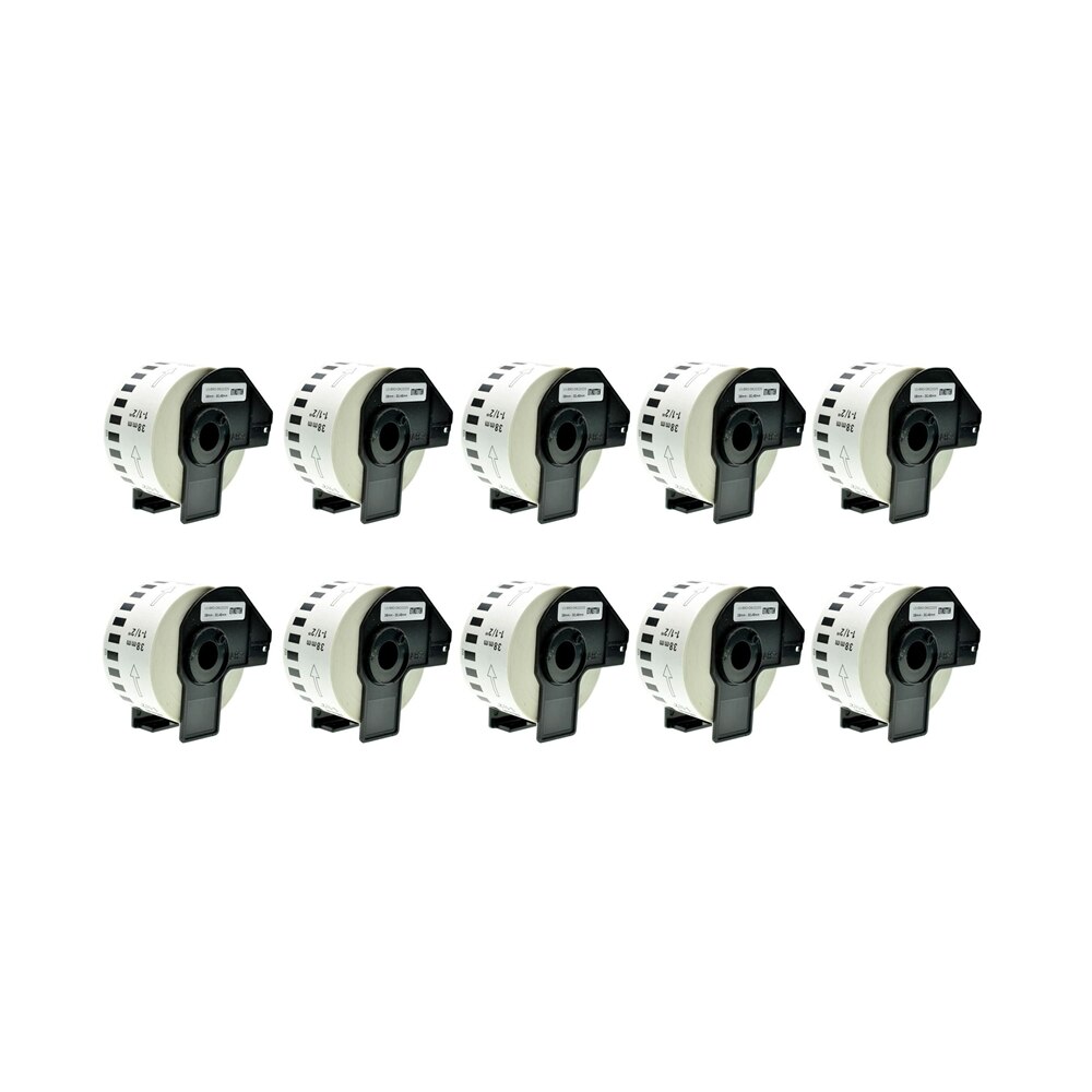 Set 10 Banda/Rola DK 22225 etichete Alb 38mmX30.48m Compatibile Pentru BROTHER P-Touch QL 1000 / QL 1050 / QL 1060 N / QL 500 BS /QL 550 / QL 560 / QL 560 VP / QL 570 / QL 580 N /QL 650 TD / QL 700 / QL 710 W / QL 720 NW QL 800 /QL 810 W / QL 820 NWB