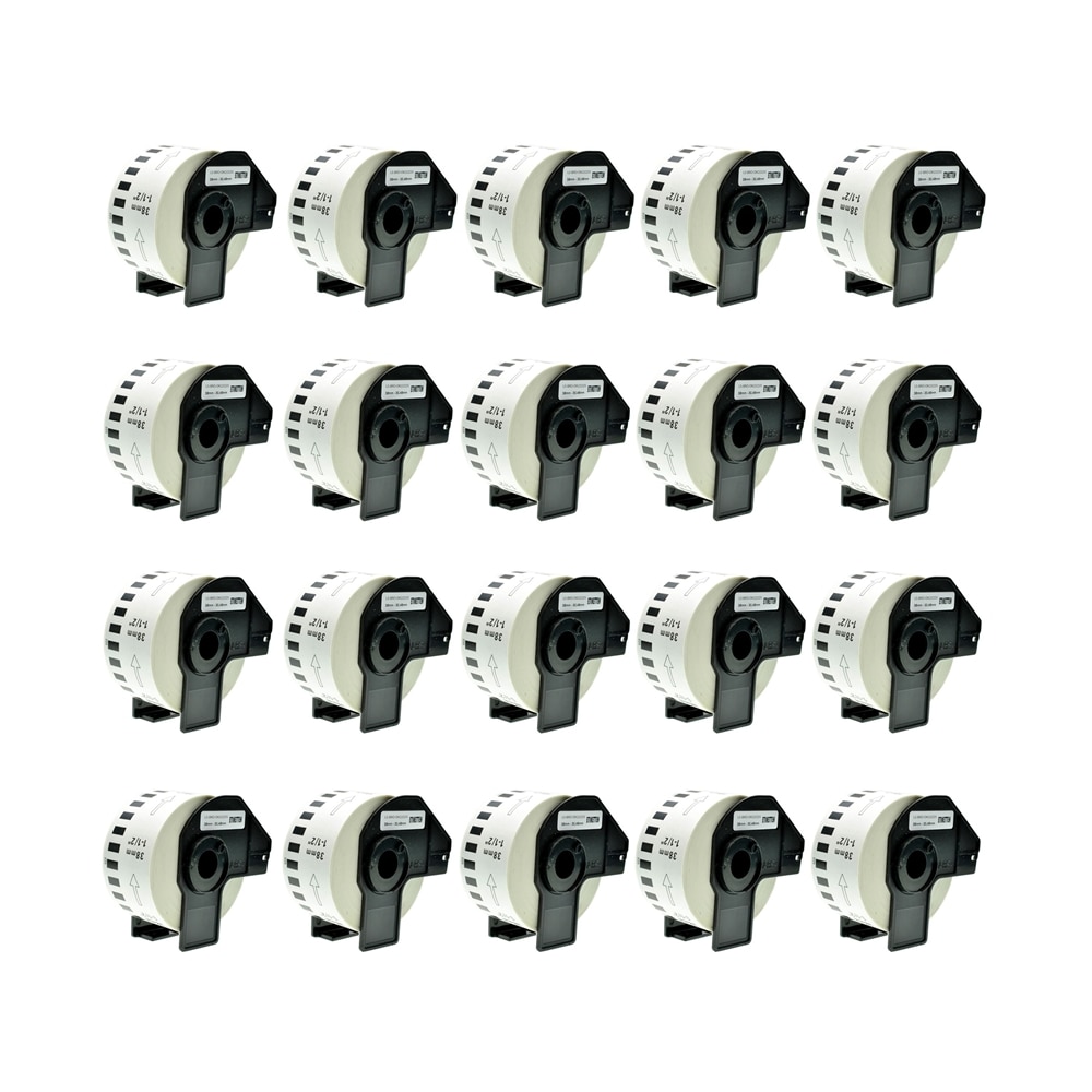 Set 20 Banda/Rola DK 22225 etichete Alb 38mmX30.48m Compatibile Pentru BROTHER P-Touch QL 1000 / QL 1050 / QL 1060 N / QL 500 BS / QL 550 / QL 560 / QL 560 VP / QL 570 / QL 580 N /QL 650 TD / QL 700 / QL 710 W / QL 720 NW QL 800 /QL 810 W / QL 820 NWB