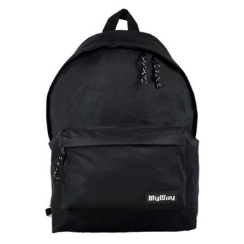 Ghiozdan negru pentru adolescenti sau copii de scoala cu buzunar frontal si barete regalbile , ATS Ghiozdan negru pentru adolescenti sau copii de scoala cu buzunar frontal si barete regalbile , ATS