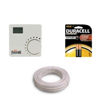 pachet termostat digital electronic ferroli fer 8 cu fir  conductor romcab 2x075 mm 30 m 2 x baterie duracell aaa 2 imagen 26_0_
0