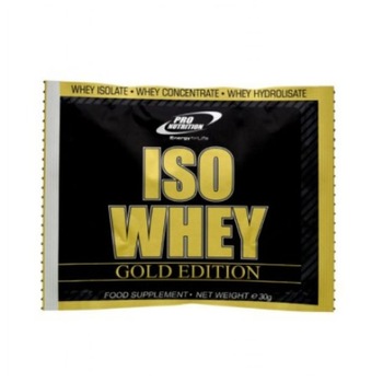 Pudra energizanta Iso Whey Gold, Pro Nutrition, 15 plicuri, 30g, aroma piersica Pudra energizanta Iso Whey Gold, Pro Nutrition, 15 plicuri, 30g, aroma piersica