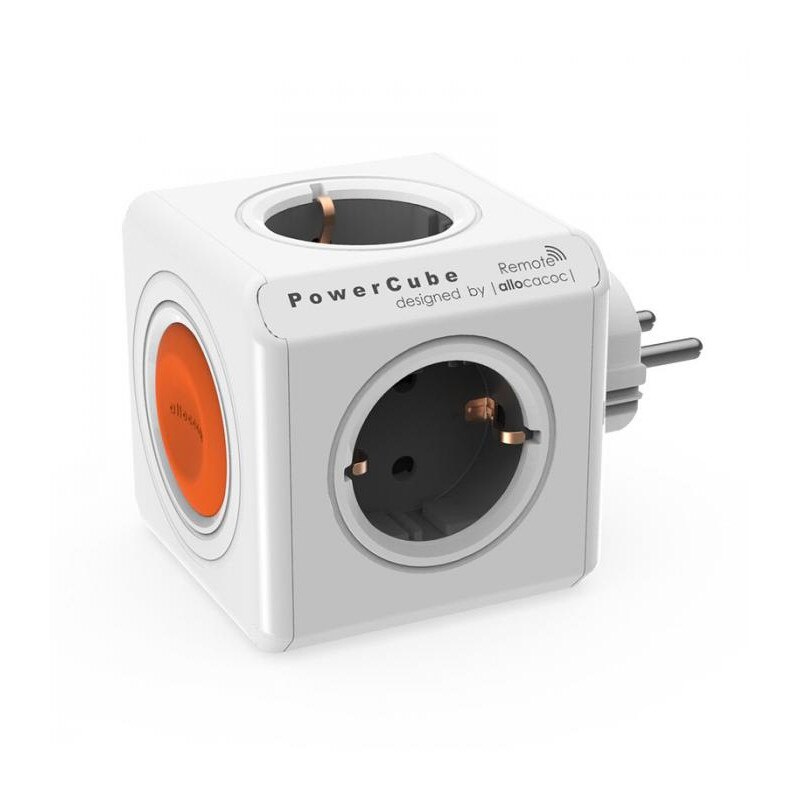 Fisa in forma de cub 4 prize schuko cu intrerupator, gri, Allocacoc