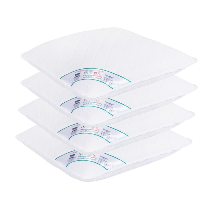 Set 4 perne matlasate microfibra HypoallergenicMed Somnart, lavabile la 95°C1, 70 X 70