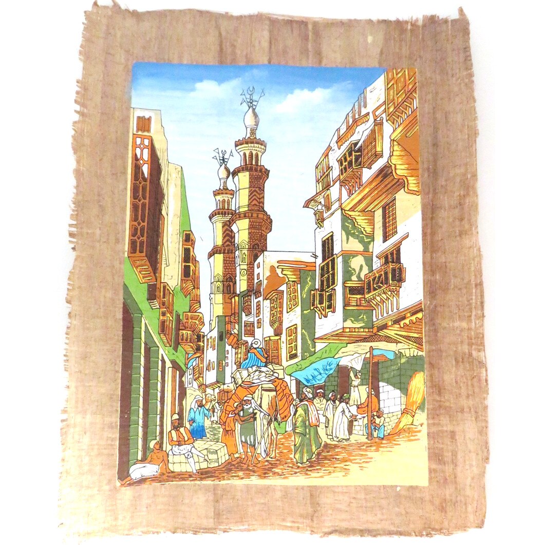 Imagine de perete 43/34cm, tablou stil egiptean, pictat manual , hartie de papirus, E108