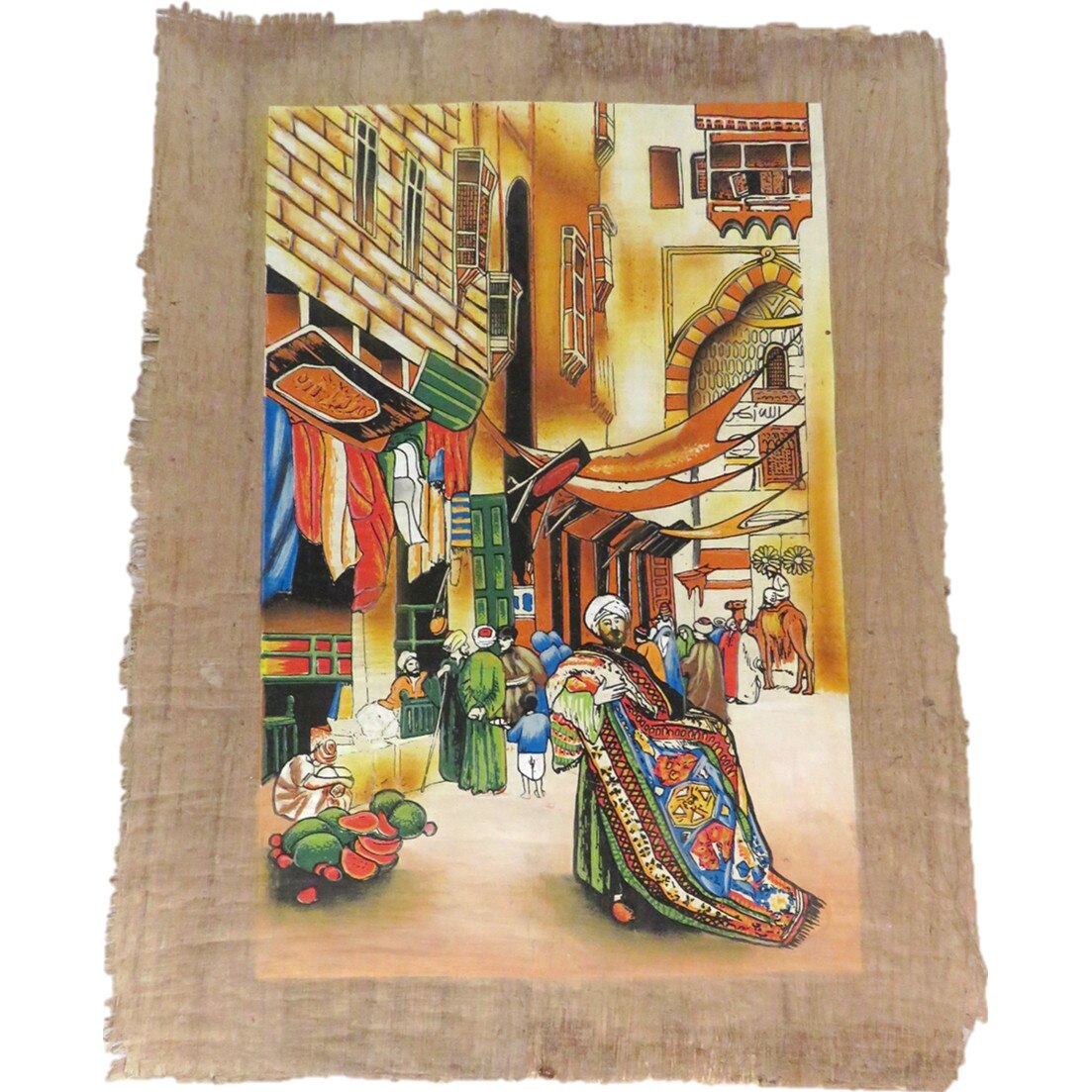 Imagine de perete 42/32cm, tablou stil egiptean, pictat manual, hartie de papirus, E112