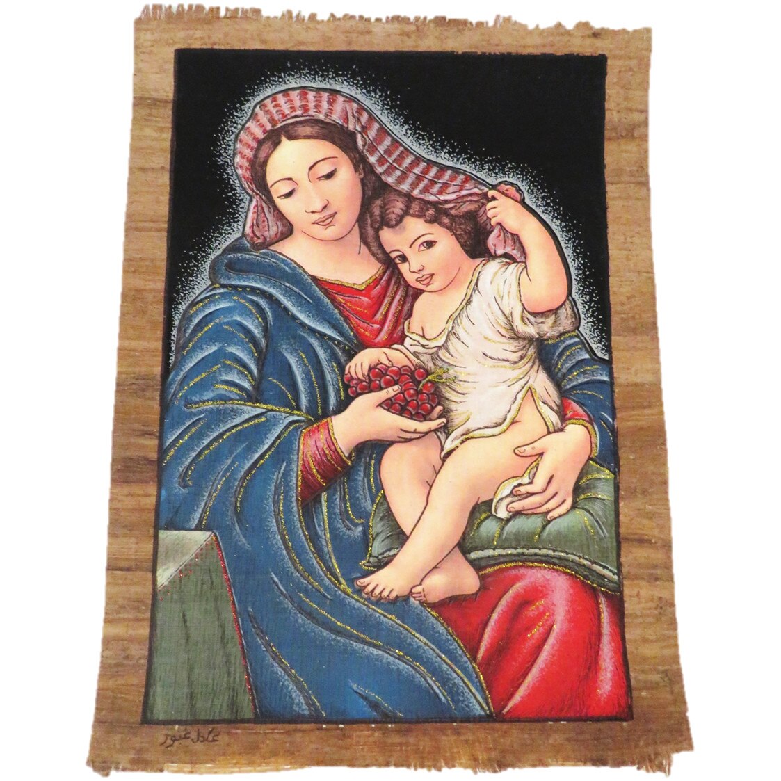 Imagine de perete 41/30cm, tablou stil egiptean, pictat manual pe hartie de papirus, E106