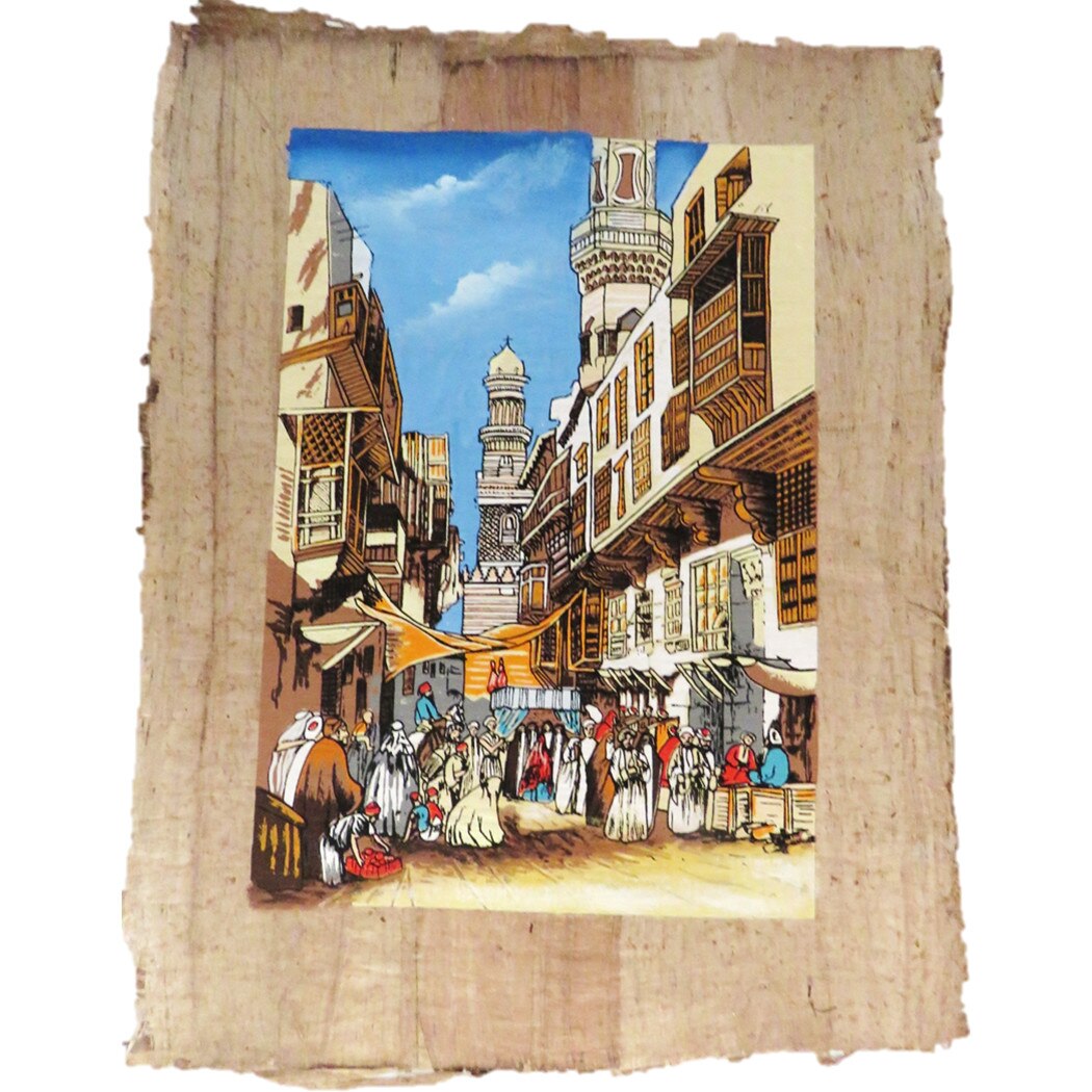 Imagine de perete 43/33cm, tablou stil egiptean, pictat manual, hartie de papirus, E113