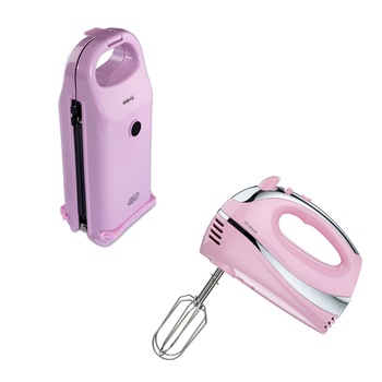 Pachet Mixer de mana Trisa Retro Line 6618.8710 cu Snack Maker Trisa 7364.8712, culoare roz Pachet Mixer de mana Trisa Retro Line 6618.8710 cu Snack Maker Trisa 7364.8712, culoare roz