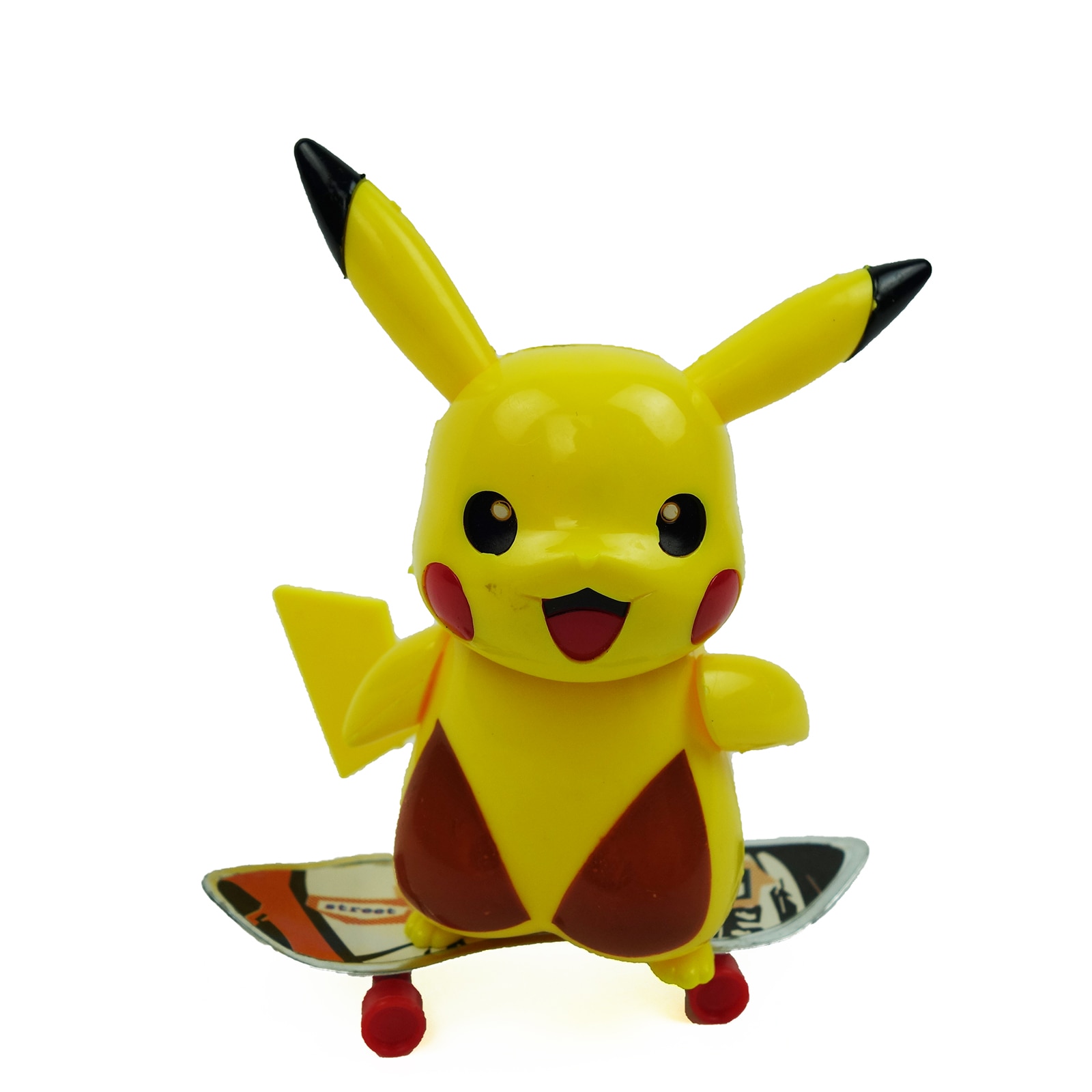 Figurina pokemon pe skateboard, Liliac, galben, 12 cm