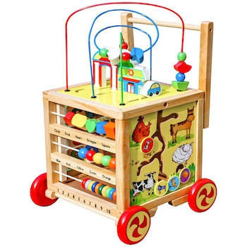 Antepremergator din lemn M-Toys multifunctional, cu abac pentru copii Antepremergator din lemn M-Toys multifunctional, cu abac pentru copii