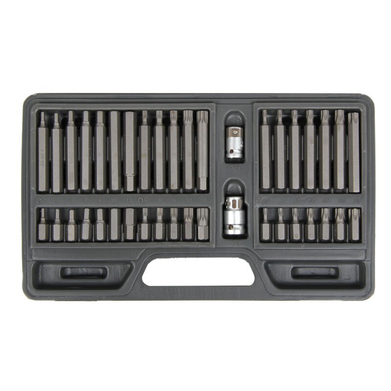 Set varfuri hexagonale canelate/torx, CR VA, otel S2, 40 piese/set