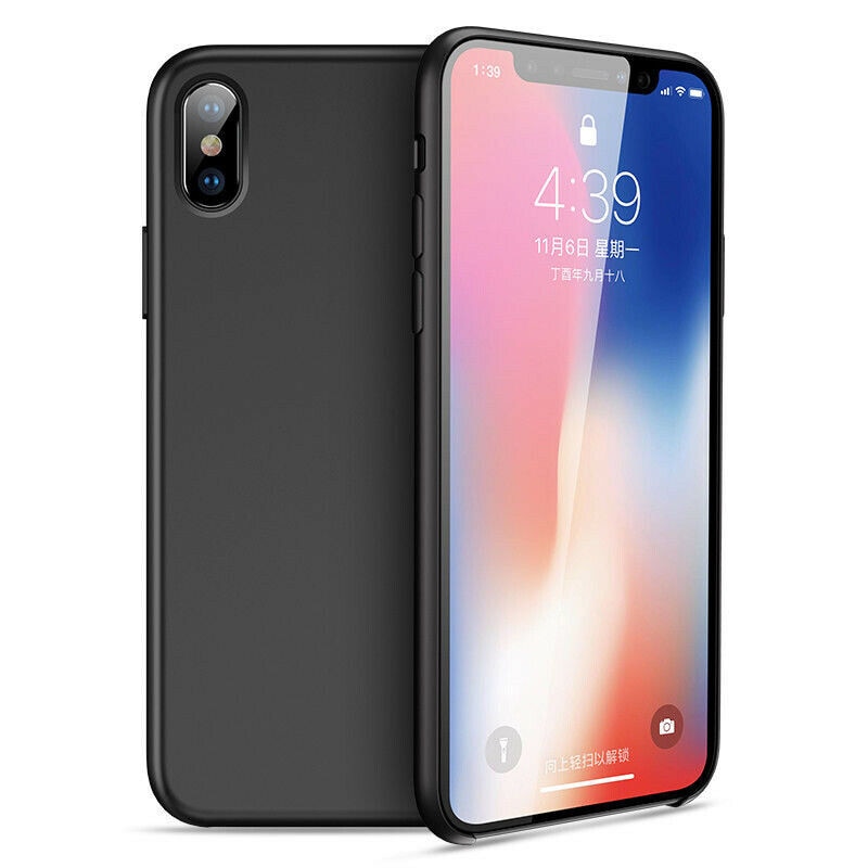 Husa Luxury pentru iPhone X Negru Slim, Liquid Silicone iPhone X