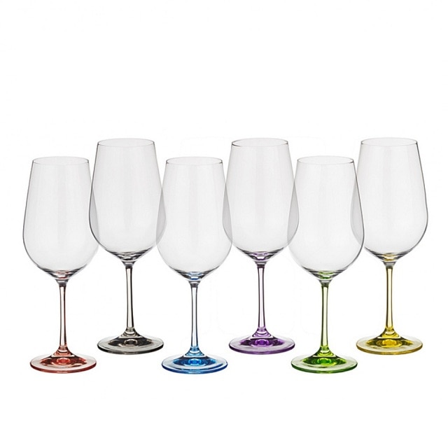 Set 6 pahare Bohemia sticla Rainbow pentru vin rosu 550ml