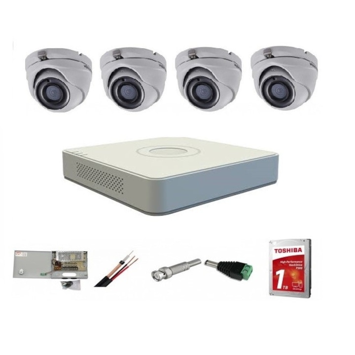 Kit supraveghere video Hikvision 5MP, cu 3 camere 5MP de interior MK277