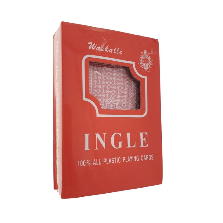 Carti de joc din plastic, INGLE, in cutie de plastic, spate rosu