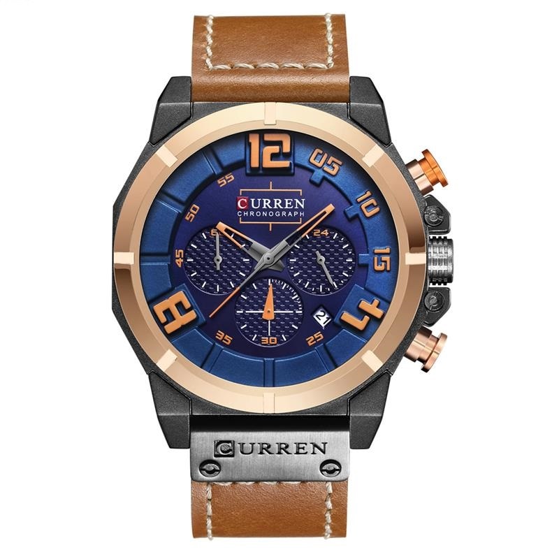 Ceas barbatesc Quartz Curren casual, elegant C8287 auriu, curea piele