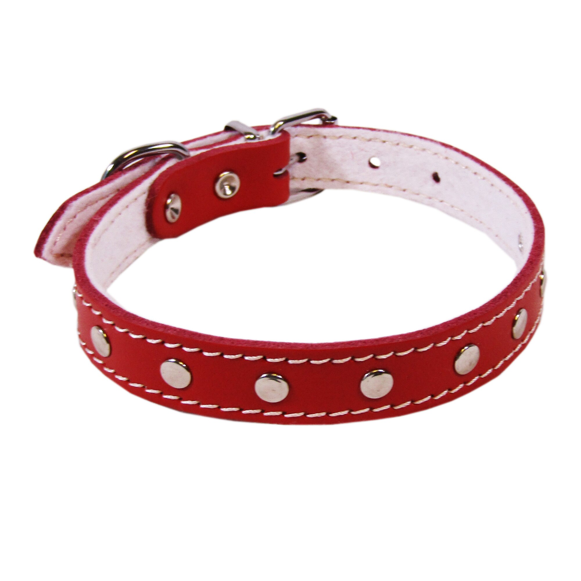 Zgarda Exo L2 2.0/45 cm ornament din piele rosu pentru caini