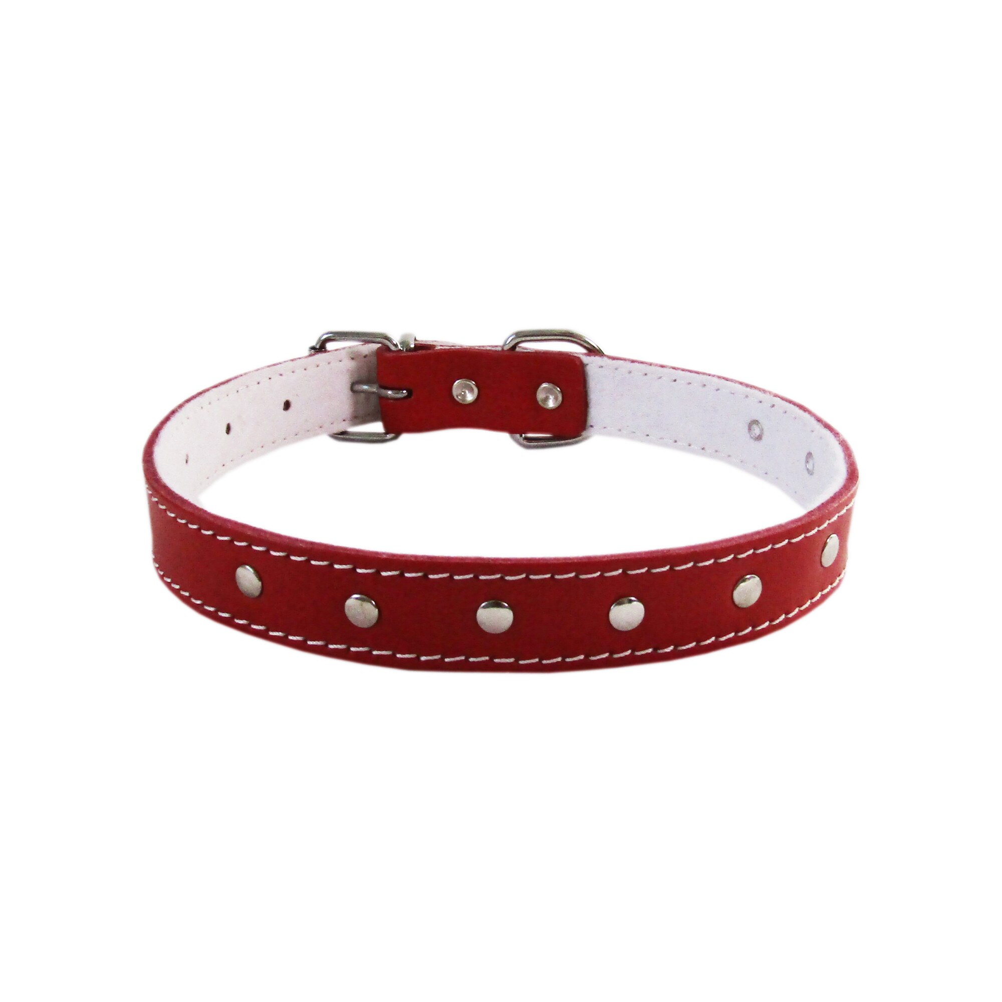 Zgarda Exo L3 2.5/53 cm ornament din piele rosu pentru caini