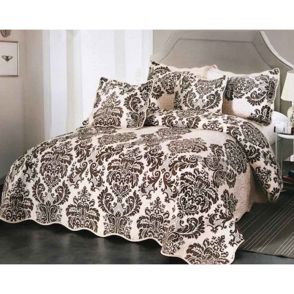 Set Cuvertura pentru pat dublu ,matlasata 5 piese,bumbac,230x250 est18
