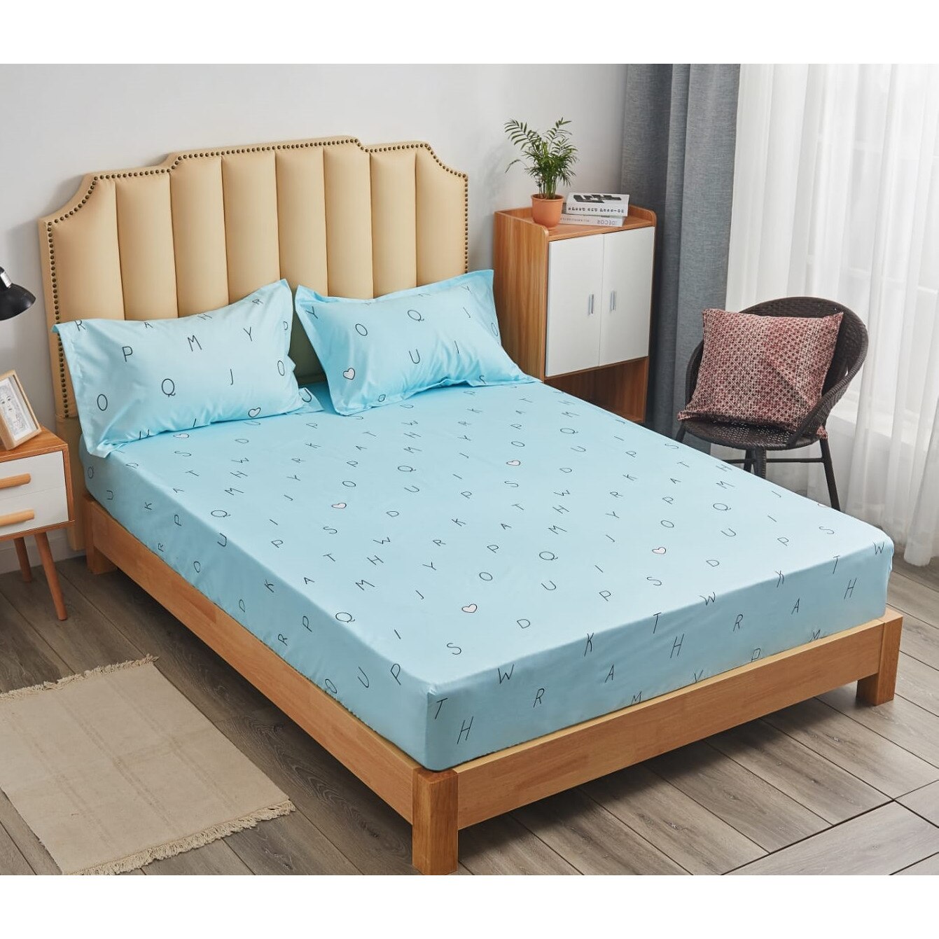 Set cearceaf cu elastic 230X250 cm si 2 fete de perna, VID-037