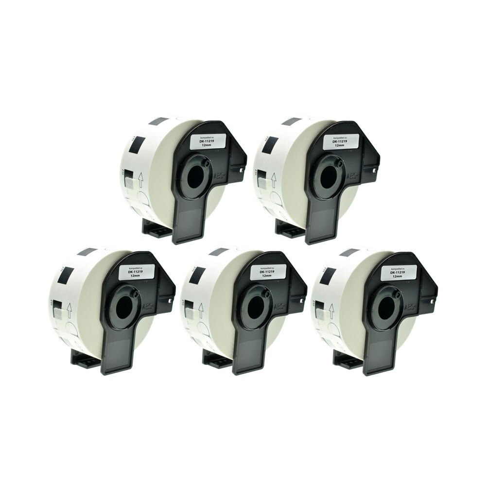 Set 5 Banda/Rola DK 11219 etichete Alb 12mm Compatibile Pentru BROTHERP-Touch QL 1000 Series / QL 1050 / QL 1060 N / QL 500 A / QL 500 BS / QL 500 BW / QL 550 / QL 560 VP / QL 560 YX / QL 570 / QL 580 / QL 650 TD / QL 700 / QL 710 W / QL 720 NW