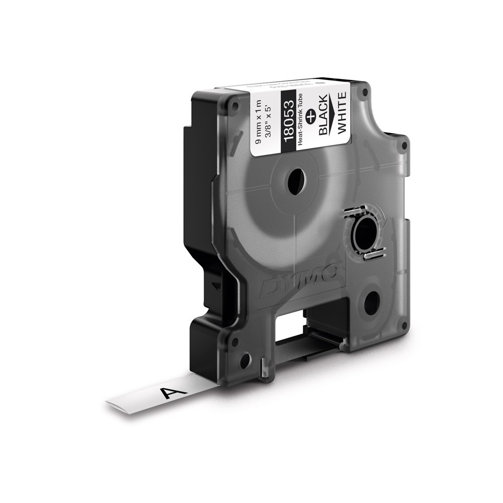 Etichete tub termocontractibil, DYMO 18053 ID1, 9mm x 1.5m, negru/alb