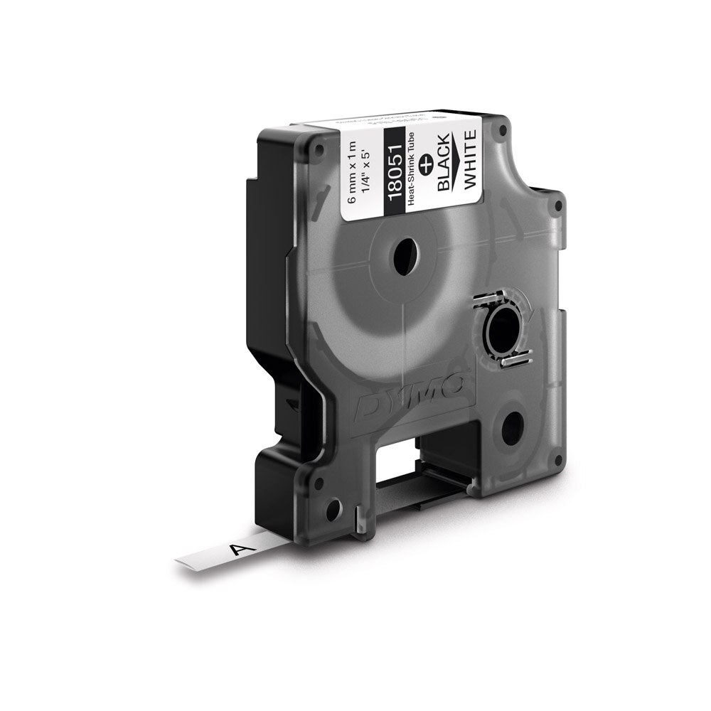 Etichete tub termocontractibil, DYMO 18051 ID1, 6mm x 1.5m, negru/alb