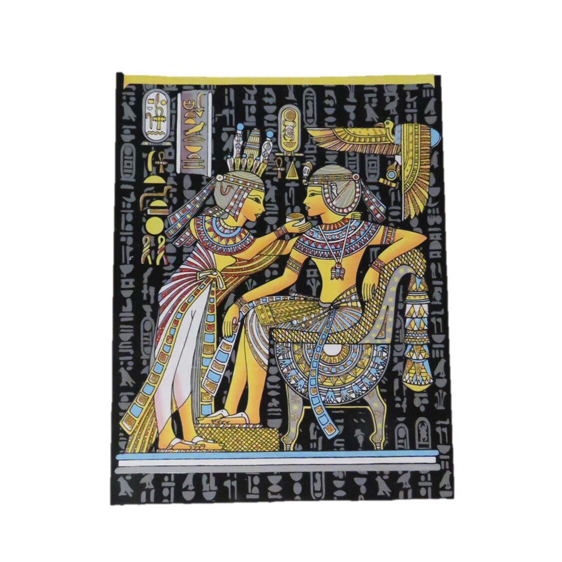 Imagine de perete 42/32cm, dualwiew, tablou stil egiptean, pictat manual, hartie de papirus, lumineaza in intuneric, E121