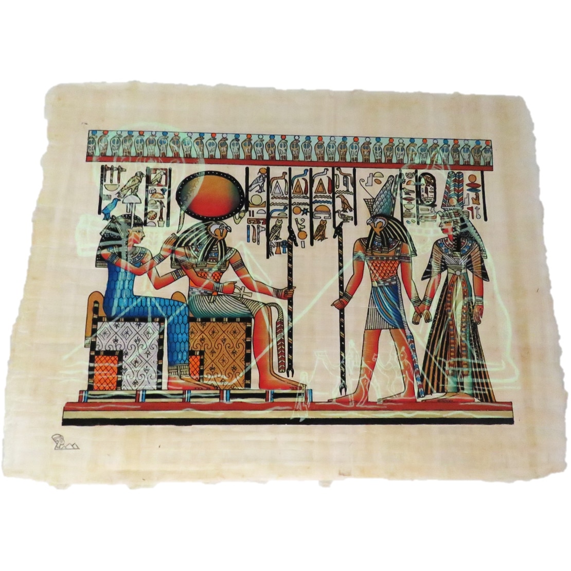 Imagine de perete, dualwiew, tablou 42/32cm, pictat manual, stil egiptean, hartie de papirus, lumineaza in intuneric, E129