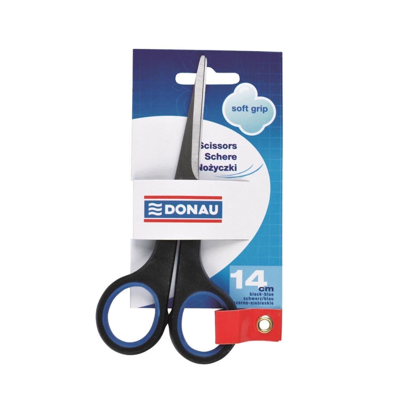 Foarfeca metalica de birou DONAU Soft Grip, 14 cm, albastru