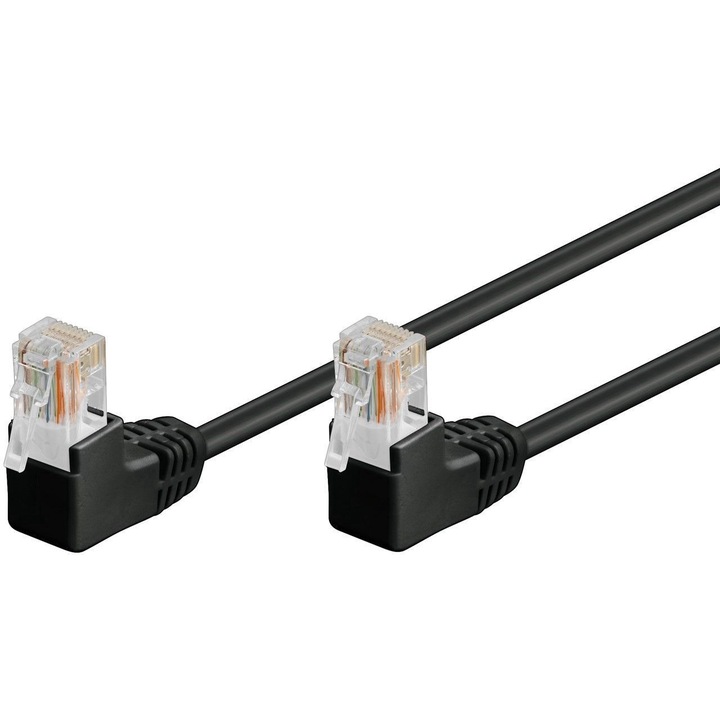 Cablu patch UTP cat5, RJ45 (2x90°) 2.00m negru, Goobay