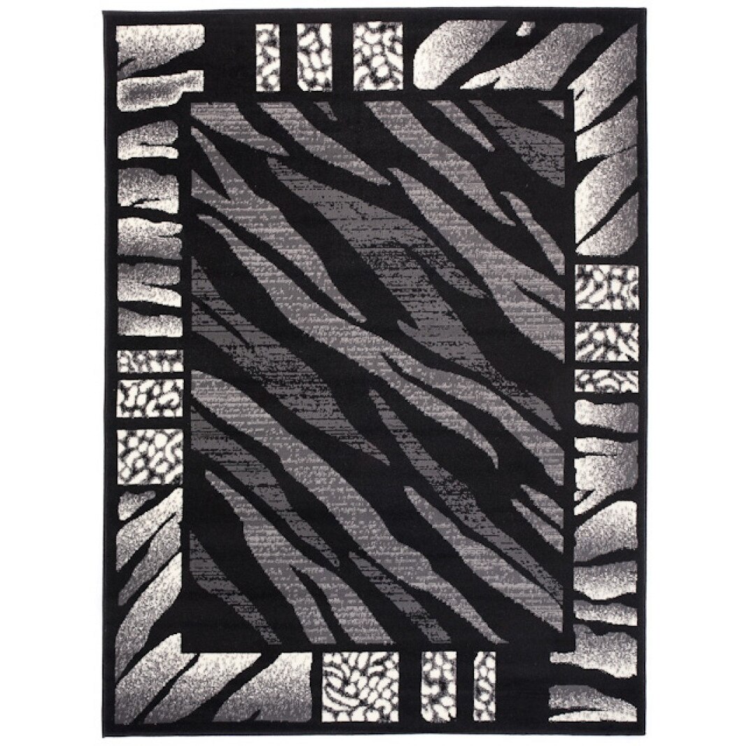 Covor Cheap Modern Short Pile Abstract Chemex J313B CRM negru 250x350