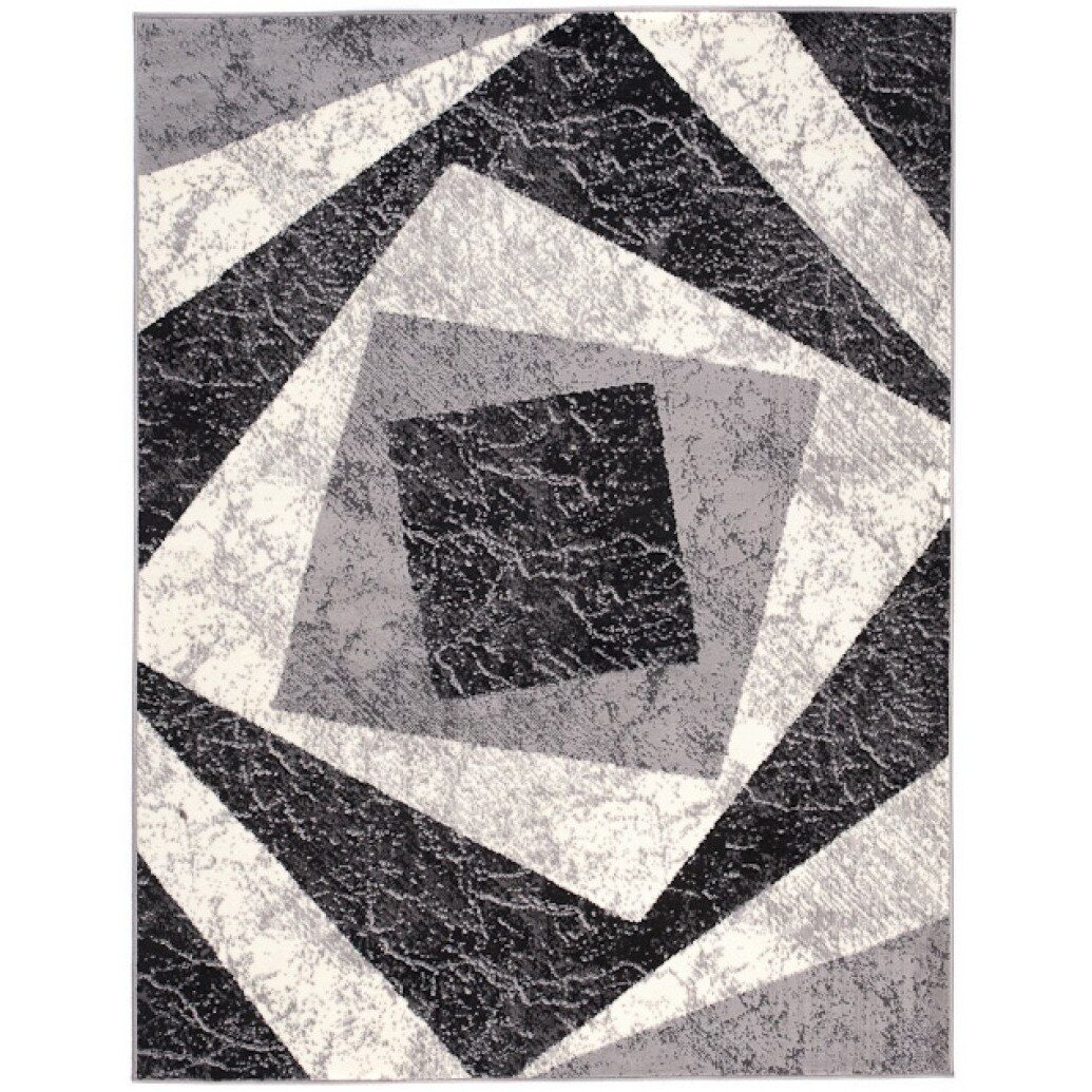 Covor Cheap Modern Short Pile Abstract Chemex K855A CRM gri 150x300