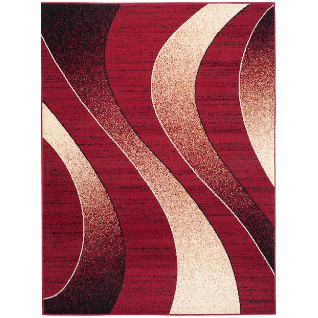 Covor Cheap Modern Short Pile Abstract Chemex K857A BLX rosu 220x300